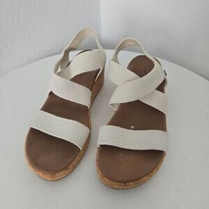 Skechers Arch Fit Beverlee Love Stays White Wedges Slingback Sandals Size 10